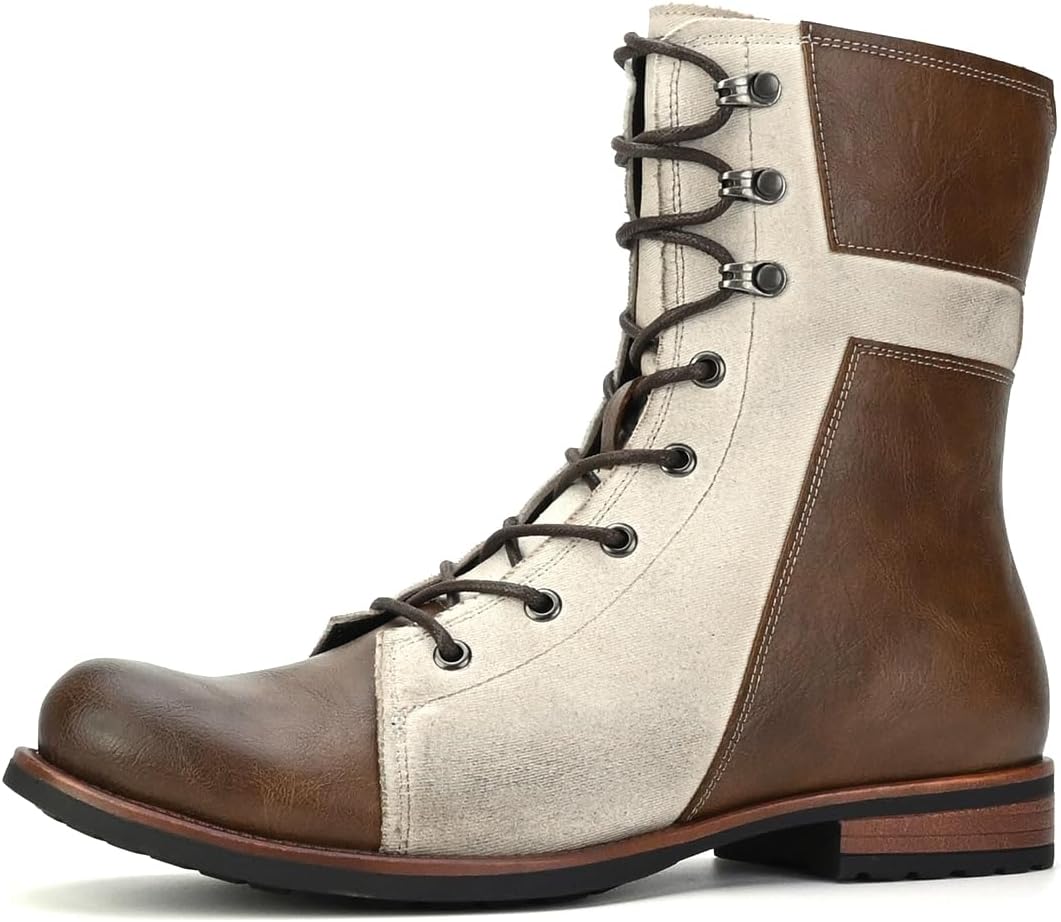 

Мужские мотоциклетные ботинки, повседневные классические винтажные ботинки на шнуровке для мужчин, байкерские ботинки Weooar, коричневый