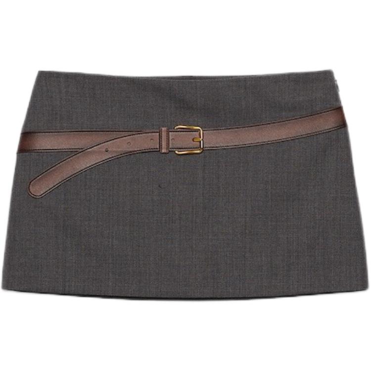 

Коллекция SS25 Весна-Лето Женская одежда Повседневные короткие юбки Women's Gray PRADA, серый