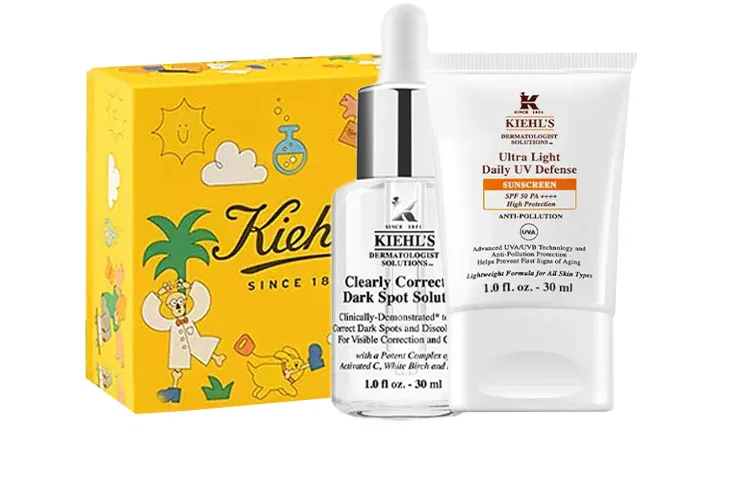 Kiehl's 618 Box White Bottle солнцезащитный праймер-крем для осветления тона кожи, Ampoules & Dark Spot Lightening Serums 50ml+Little Shield Sun Protection 60ml — фото 4