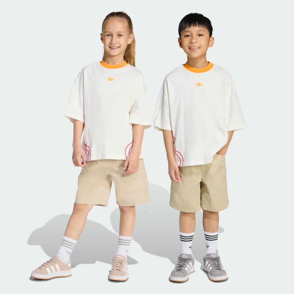 

Спортивные брюки Adidas Twill Short Tee Set Kids, цвет Off White/Stone Khaki