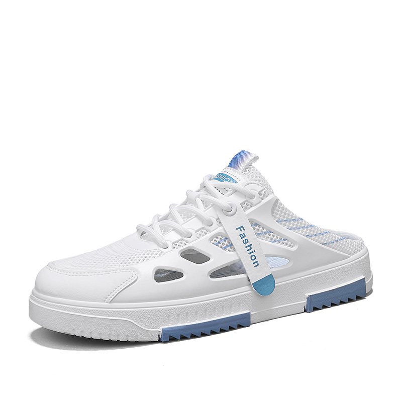 

SHOUBA Мужские противоскользящие тапочки с закрытым носком бело-голубые, цвет White Blue