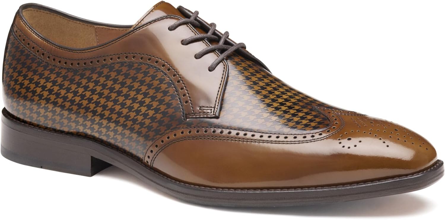 

Туфли Johnston Murphy Sullivan Wingtip Oxford на шнуровке Johnston & Murphy, Mahogany Brush-off Houndstooth Calfskin