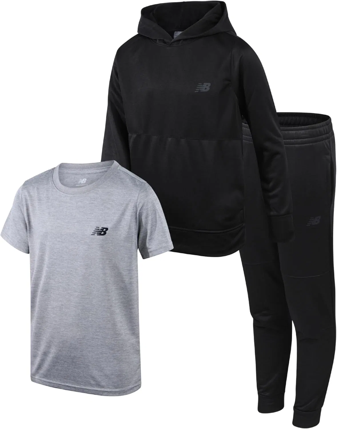 Детский спортивный костюм New Balance, 3 предмета, серо-чёрный