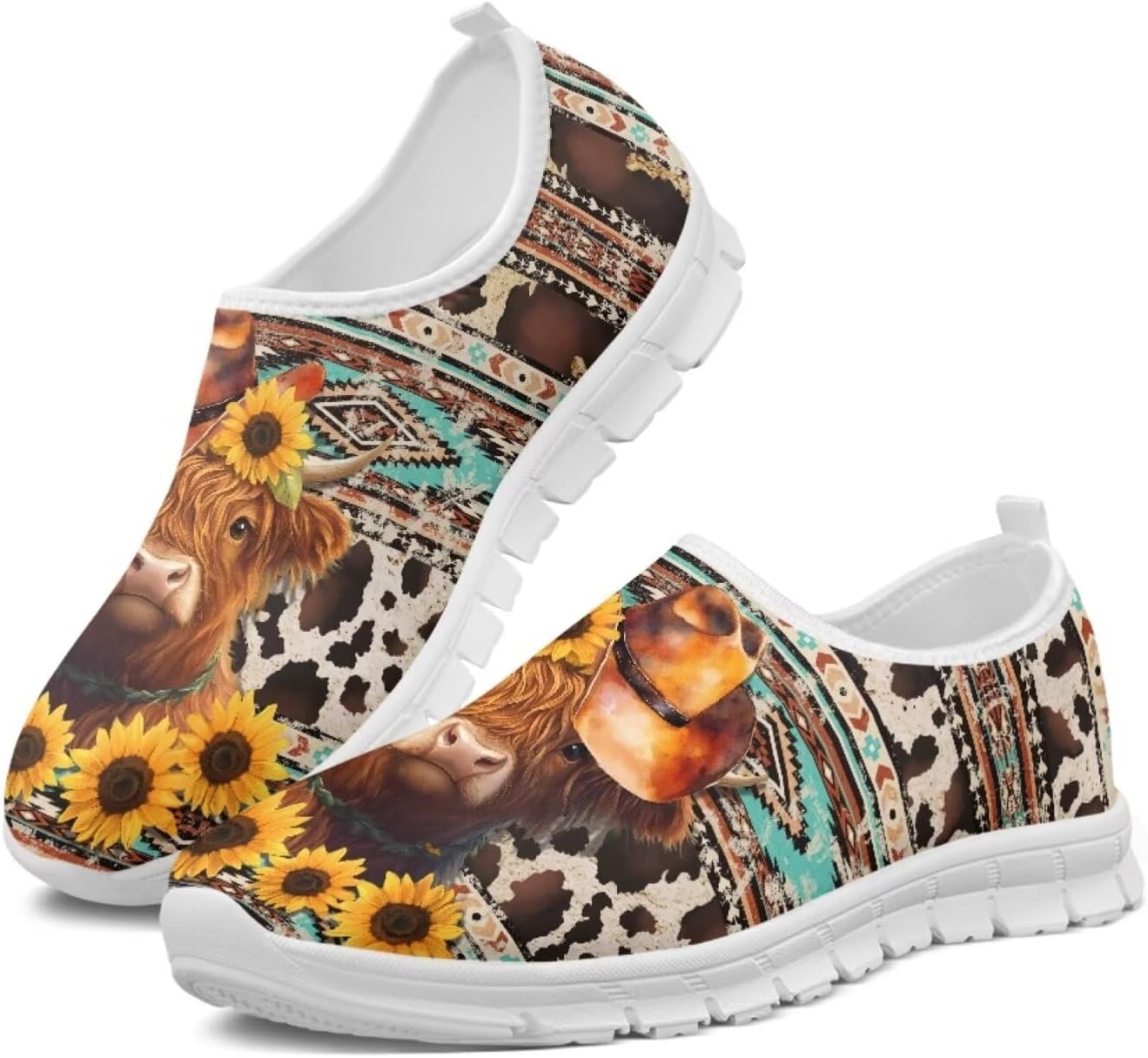 

Женские кроссовки Glomenade с принтом с животных и племенных мотивов, мужские дышащие кроссовки из сетки, носочные кроссовки, модные слипоны, противоскользящие теннисные кроссовки, Cowboy Tribe Design