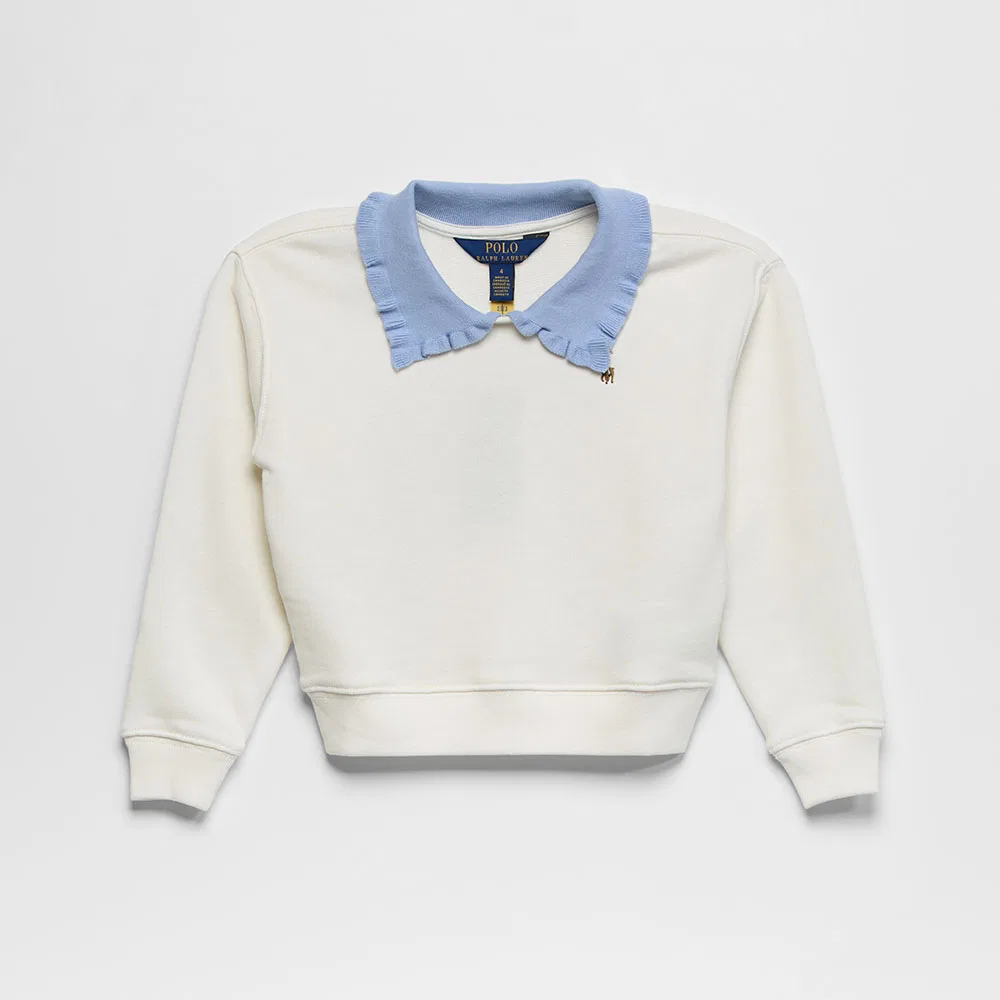Детский махровый свитшот с воротником белый от Polo Ralph Lauren Children