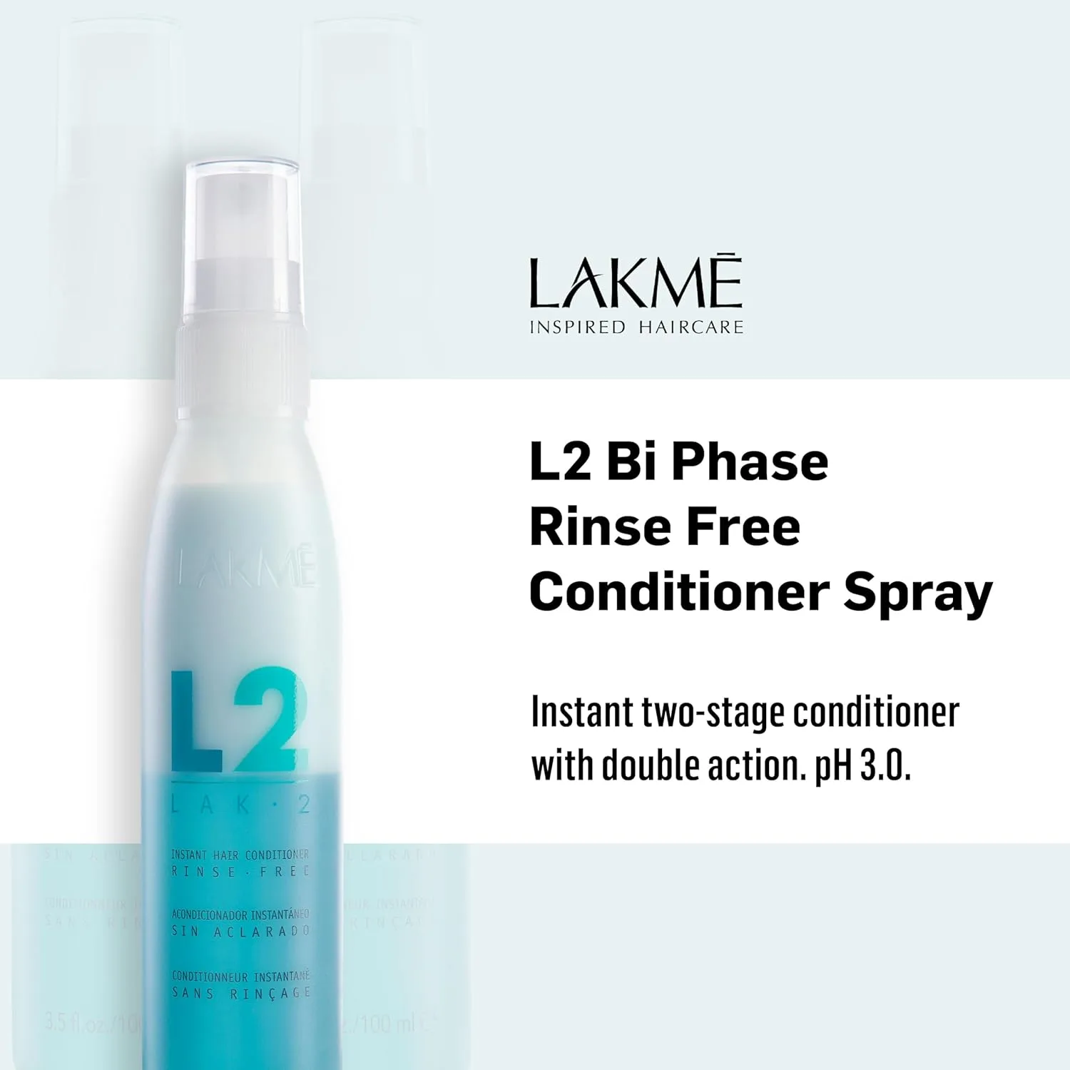 Кондиционер LAKMÉ L2 Bi Phase, спрей для распутывания волос, несмываемый кондиционер-спрей, 3, 4 жидких унции — фото 2