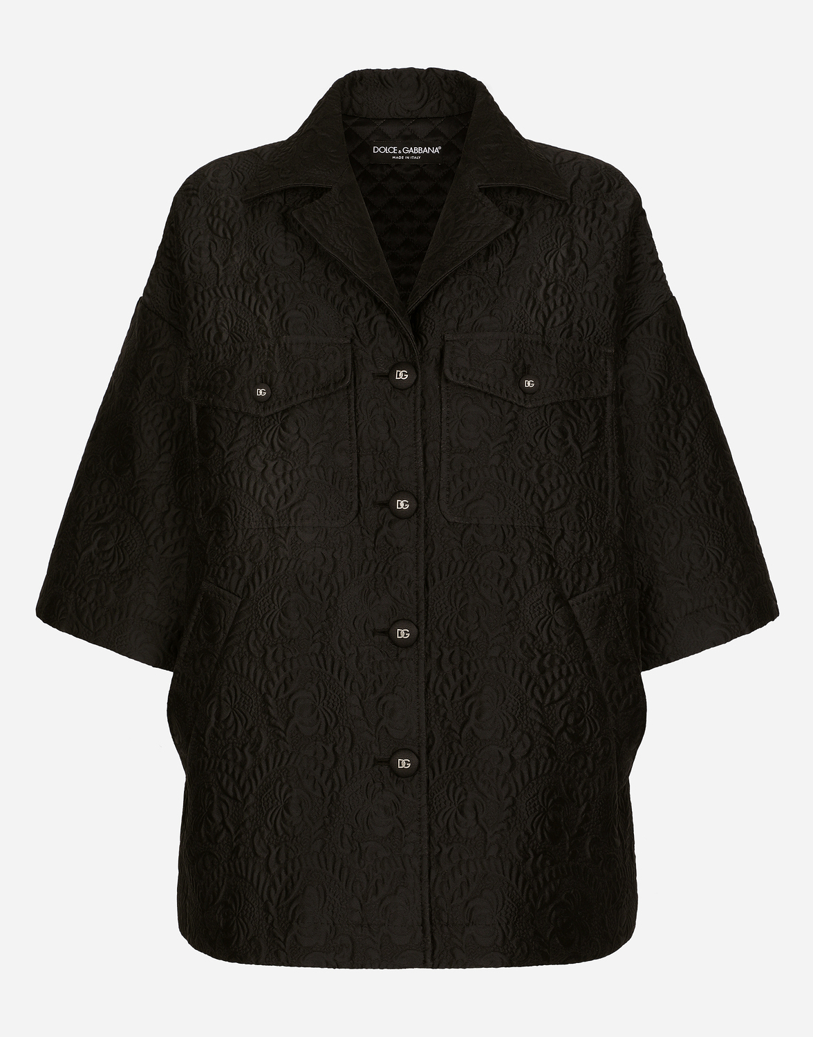 

Короткая цветочная жаккардовая накидка Dolce & Gabbana, черный