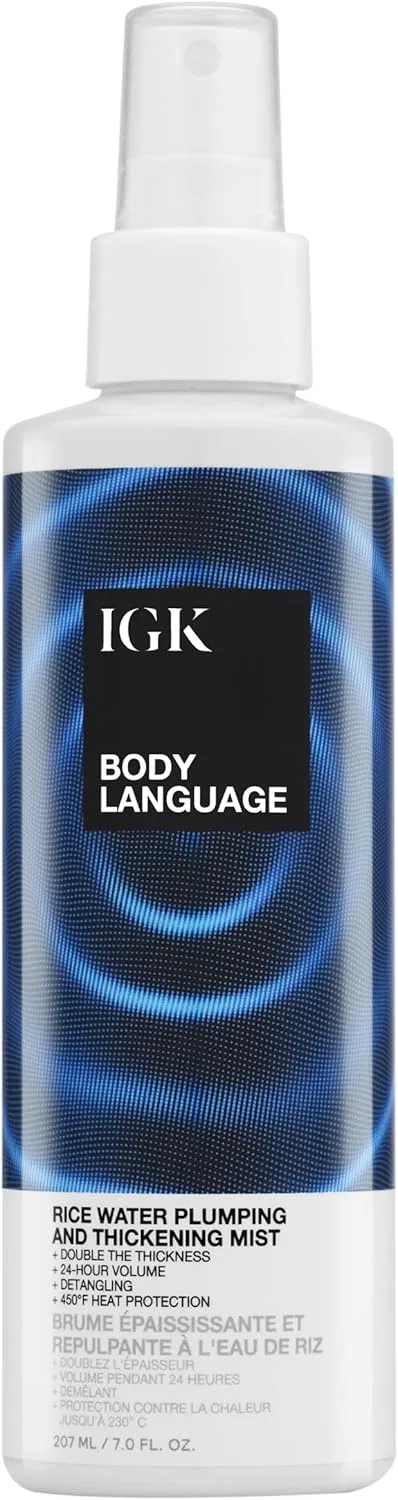 Увлажняющая термозащитная спрей-вуаль для объема волос IGK Body Language, 207 мл