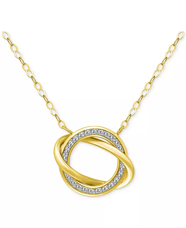 

Ожерелье с подвеской «Любовный узел» из стерлингового серебра с кубическим цирконием, 16 дюймов + 2-дюймовая удлинительная вставка, эксклюзивно в Macy's Giani Bernini, gold