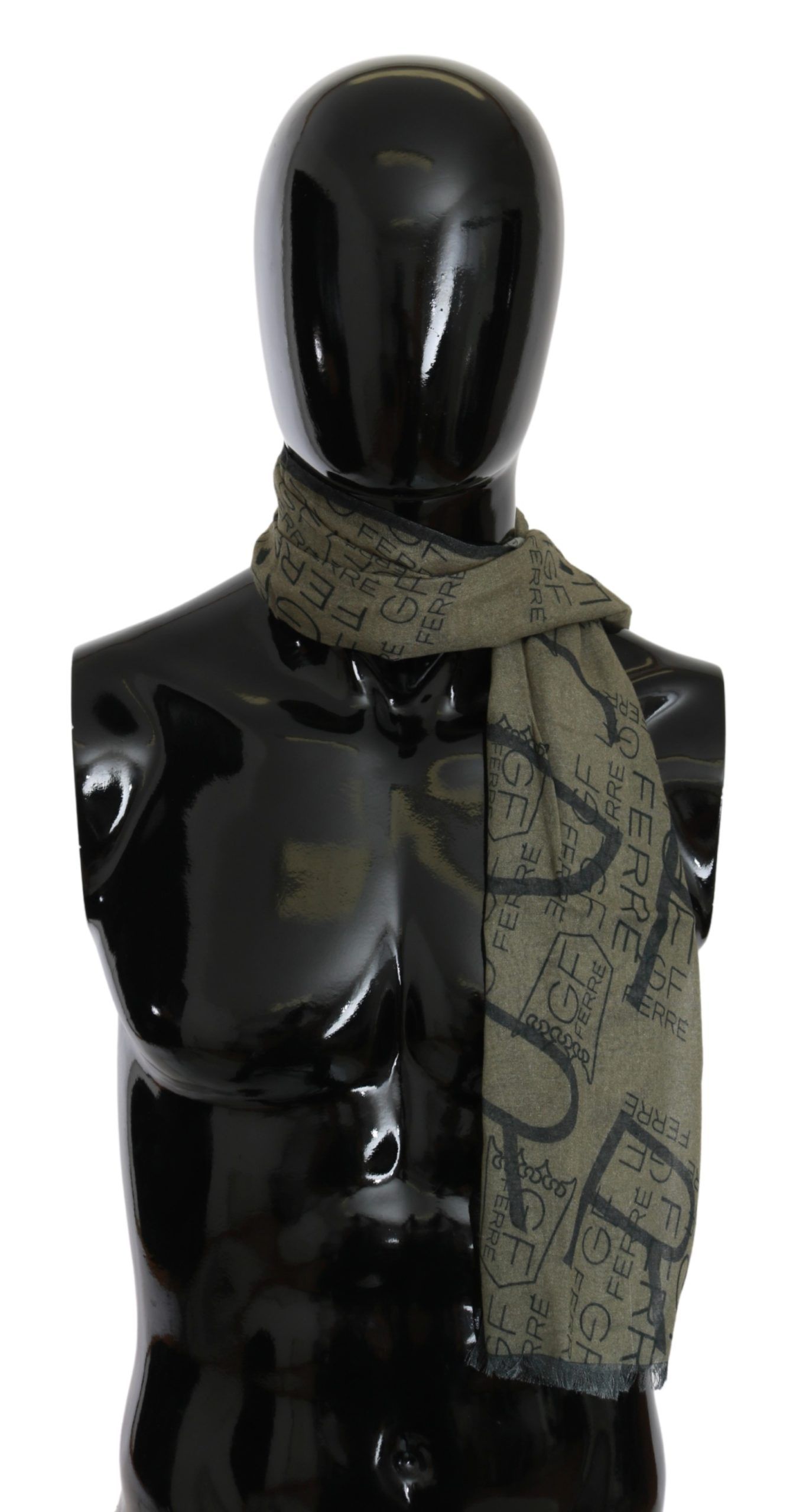 

Элегантный узорчатый шарф из смесовой шерсти Gianfranco Ferre, цвет Green Patterned