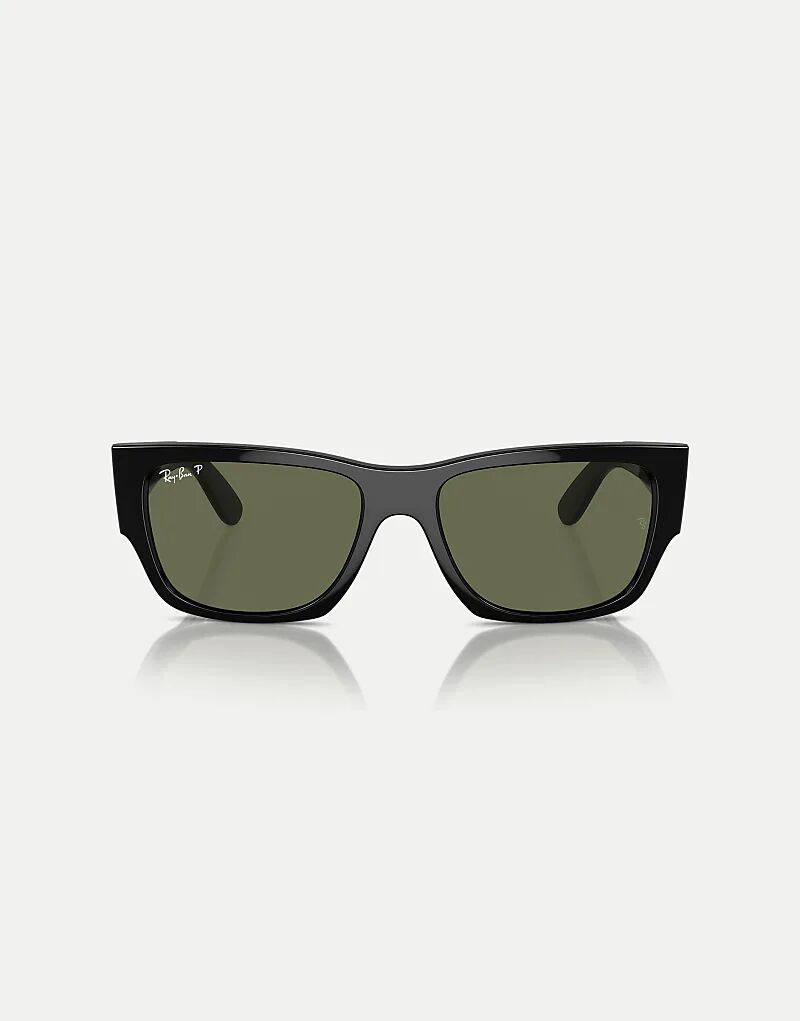 

Солнцезащитные очки Ray-Ban Carlos с прямоугольной поляризацией и зелеными линзами в черном цвете