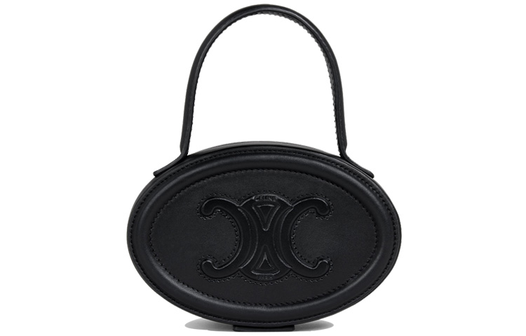 

CELINE Косметичка Cuir Triomphe из гладкой телячьей кожи круглая сумка-торт женская black