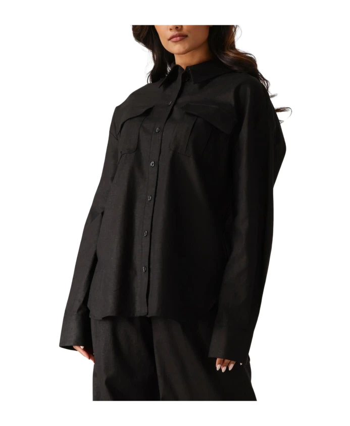 

Черная льняная блузка для женщин Gestuz, черный