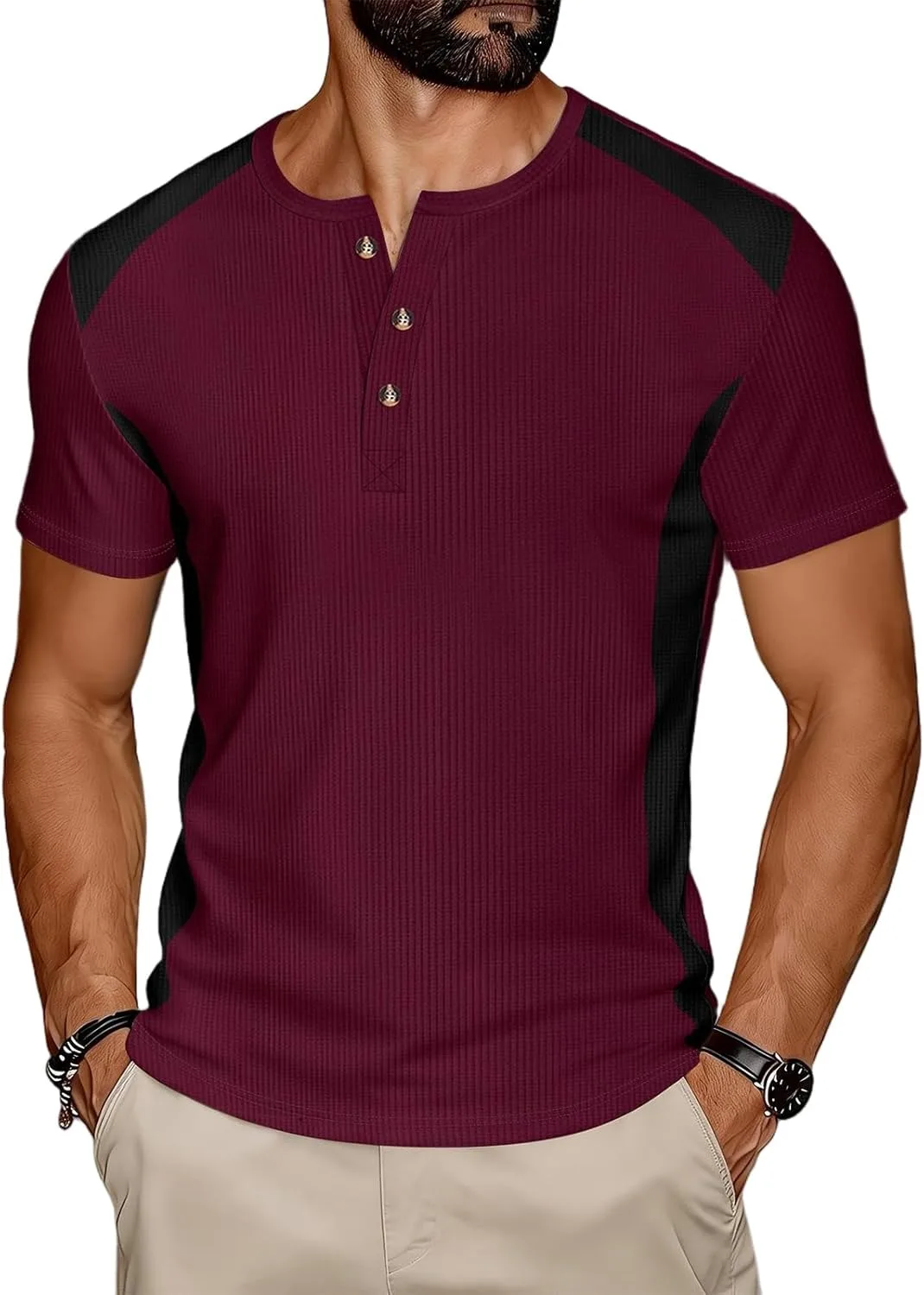 

Мужская футболка Henley с коротким рукавом, летняя, Casual, M-3XL WENKOMG1