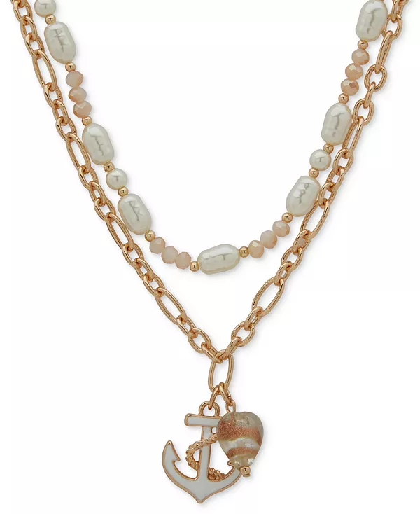 

Ожерелье с подвеской в виде морского животного золотистого оттенка, 16 дюймов + удлинитель 3 дюйма Lonna & Lilly, white