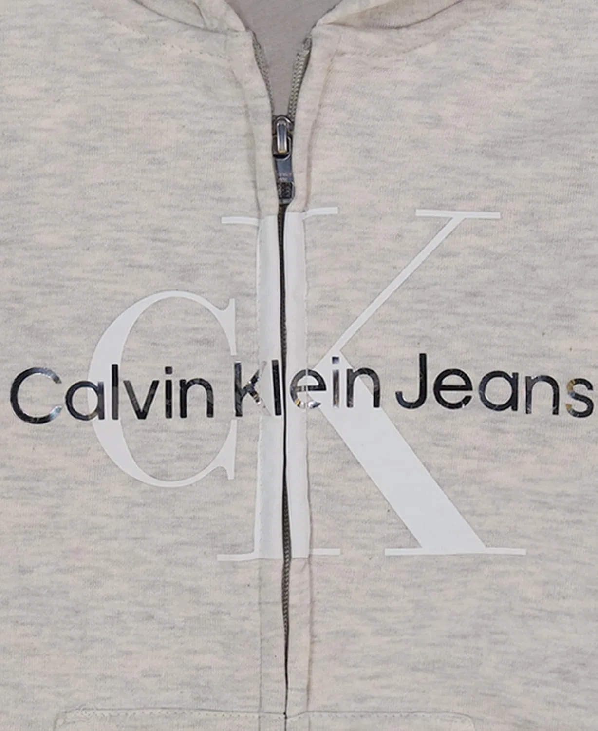 Детская флисовая кофта с капюшоном Calvin Klein, цвет Putty Beige Mono — фото 2