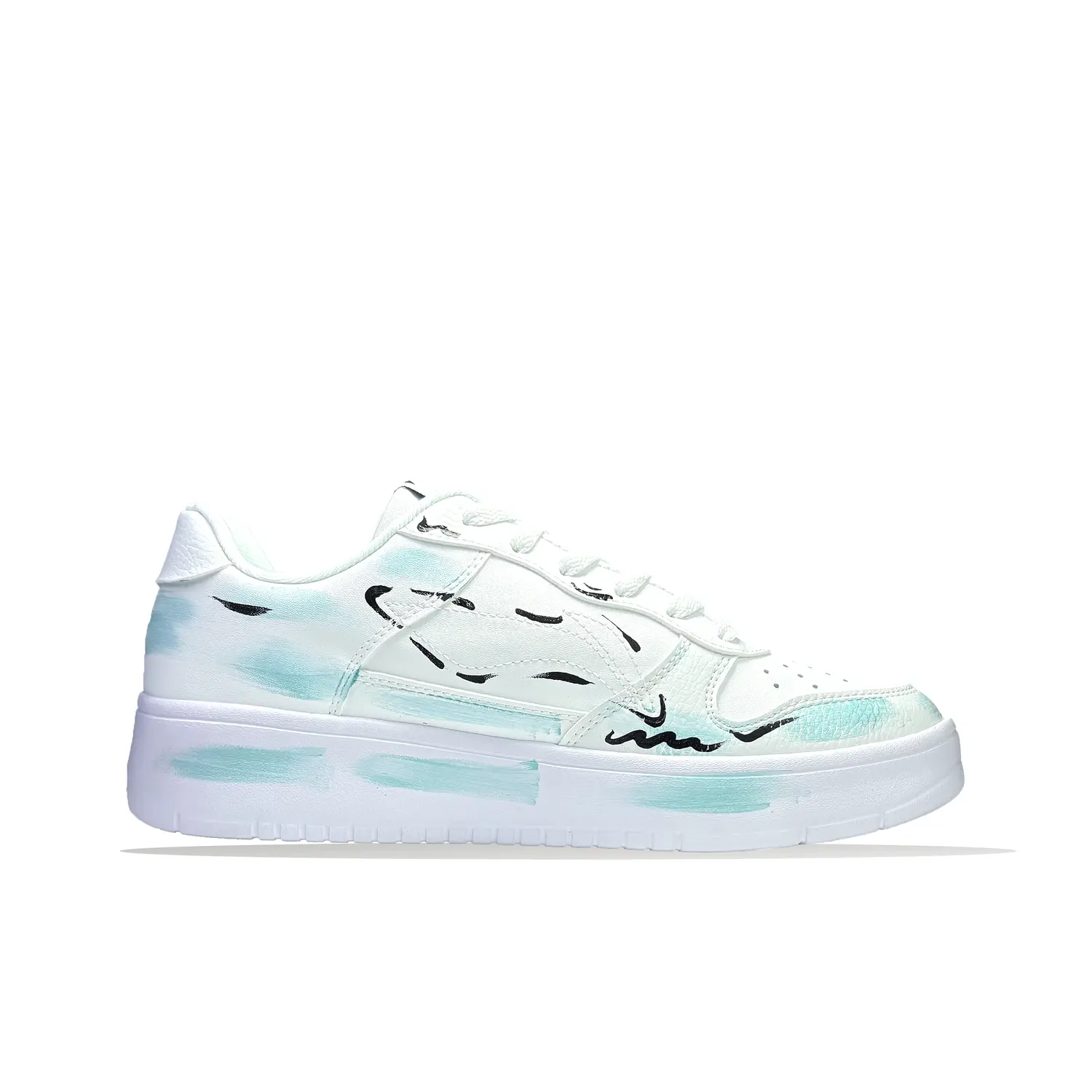 Li Ning Floating Boat Ink Cute Dog устойчивые к истиранию, легкие и дышащие скейтборд-кроссовки Unisex Teal Li-Ning, белый синий зеленый graffiti — фото 3