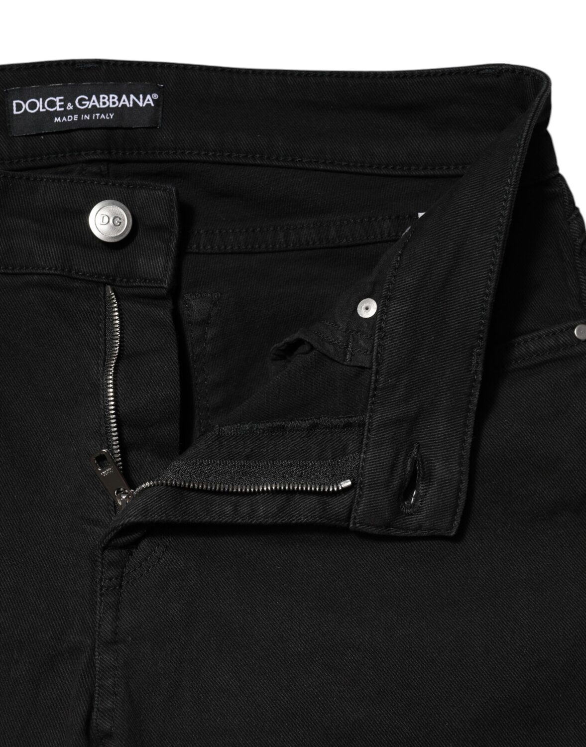 Черные хлопковые джинсы-скинни со средней талией Dolce & Gabbana, черный — фото 3