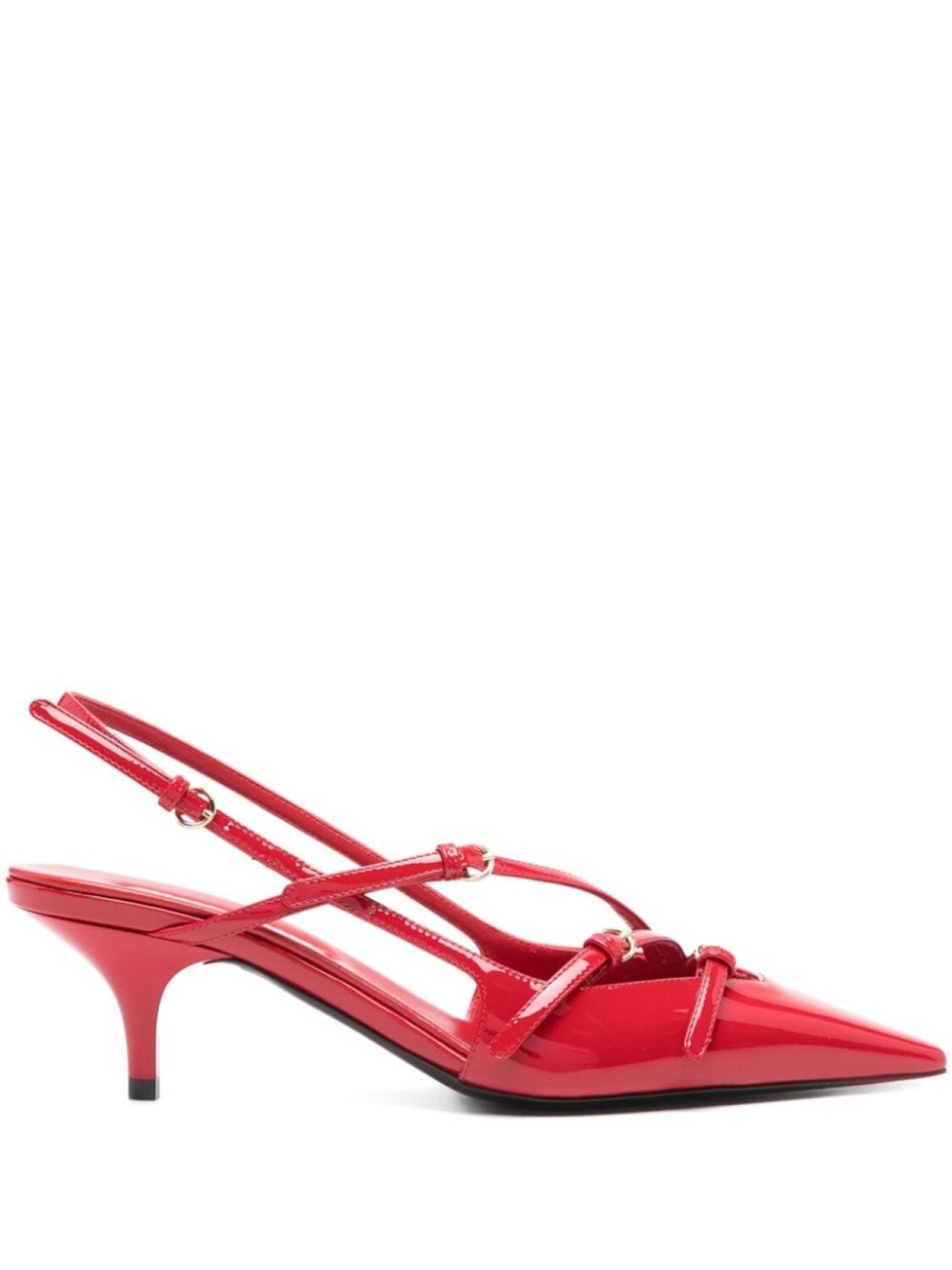 

Miu Miu 55-миллиметровые патентованные туфли-лодочки с открытым носком, красный