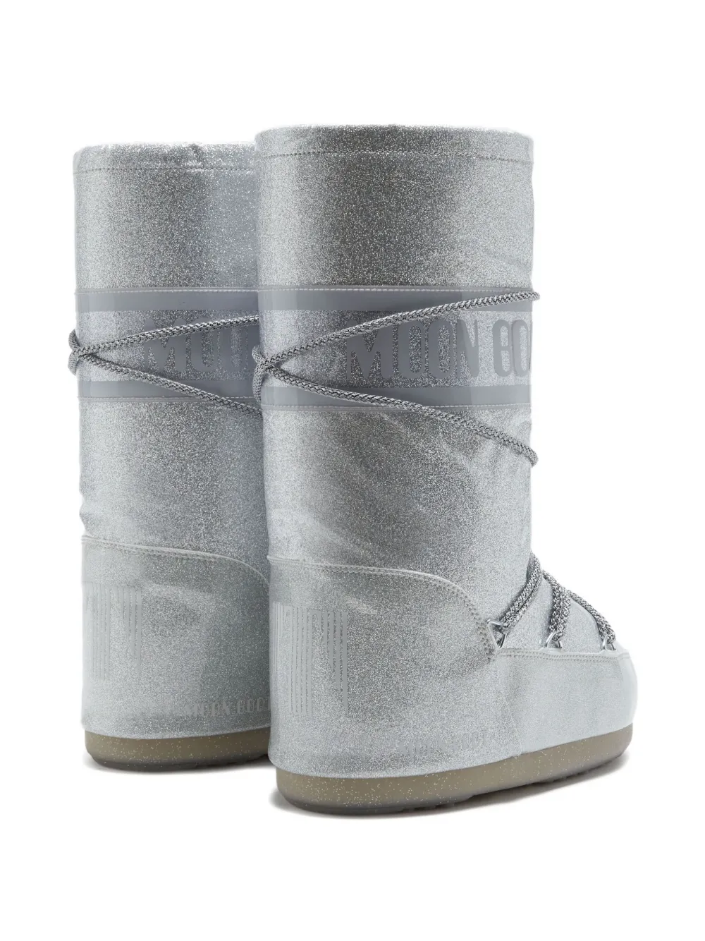 Ботинки на шнуровке, украшенные блестками Moon Boot Kids, серебряный — фото 2