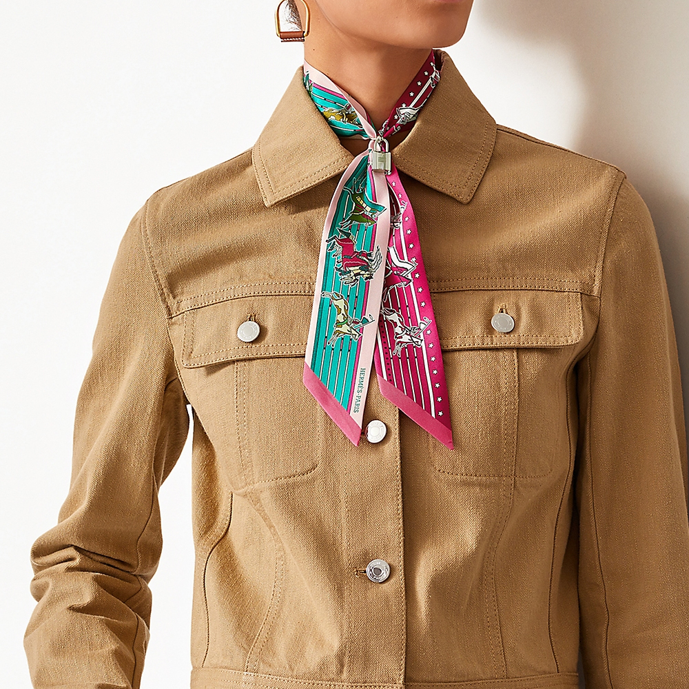 HERMES Шёлковый шарф твилли женский утиный зелёный розовый, Duck Green Pink — фото 3