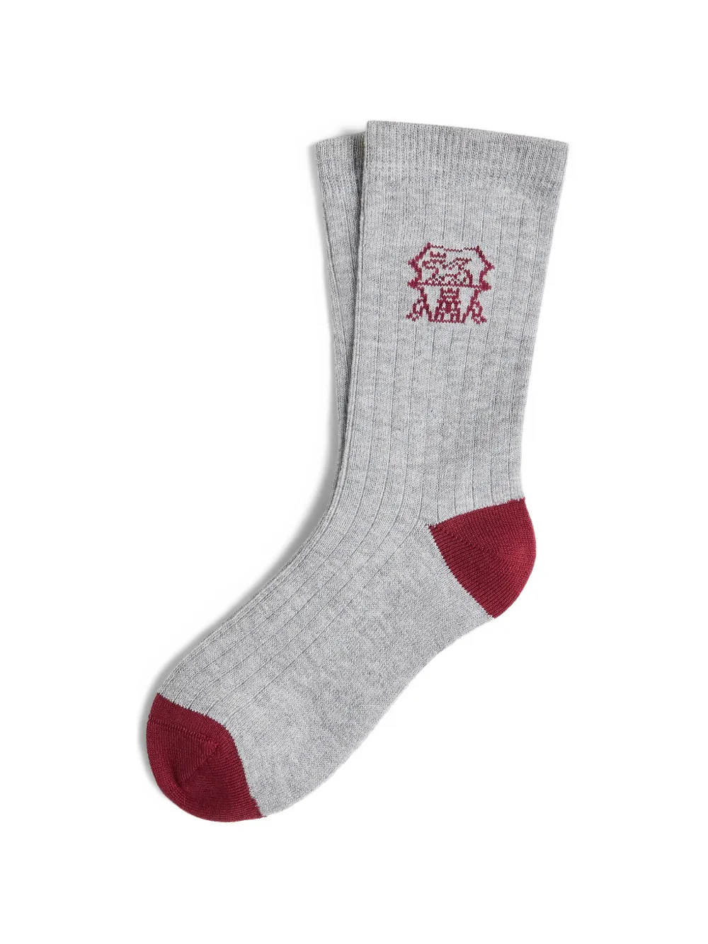 

Хлопковые ребристые носки с интарсией Brunello Cucinelli Kids, серый