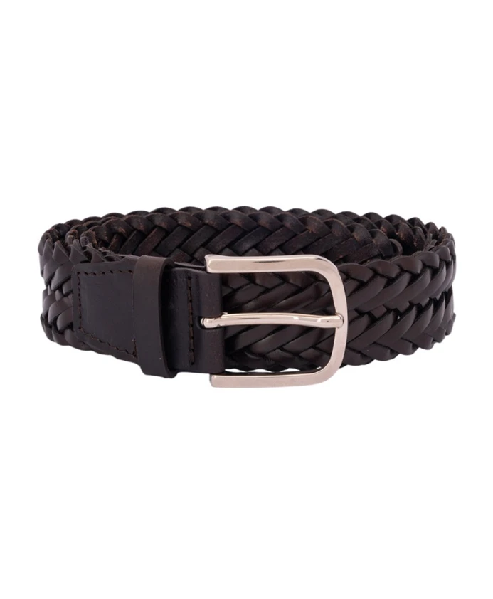 

Ремень из кованой кожи с пряжкой из коньячного металла Orciani, коричневый