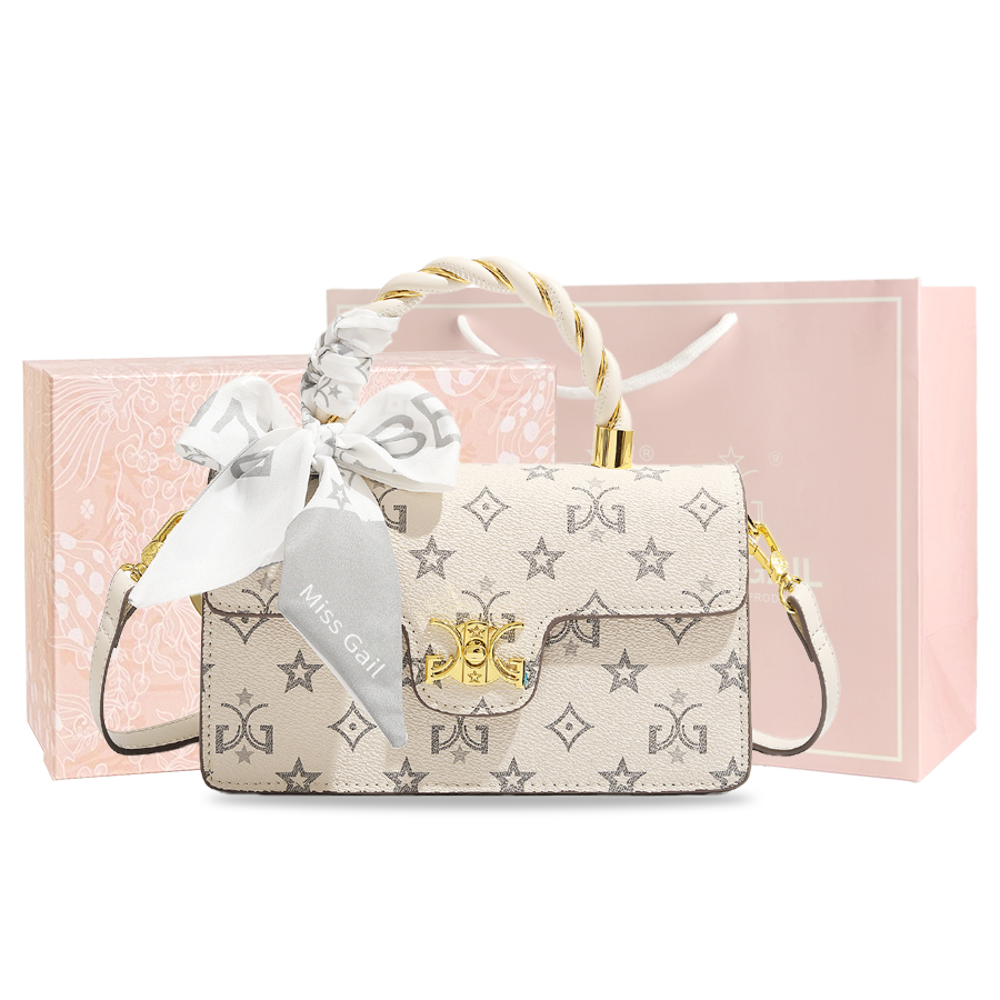 

MISS GAIL Искусственная кожа женская сумка через плечо, Monogram White Box