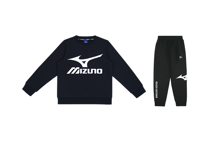 Детский спортивный костюм Mizuno, Синяя футболка и черные брюки — фото 2