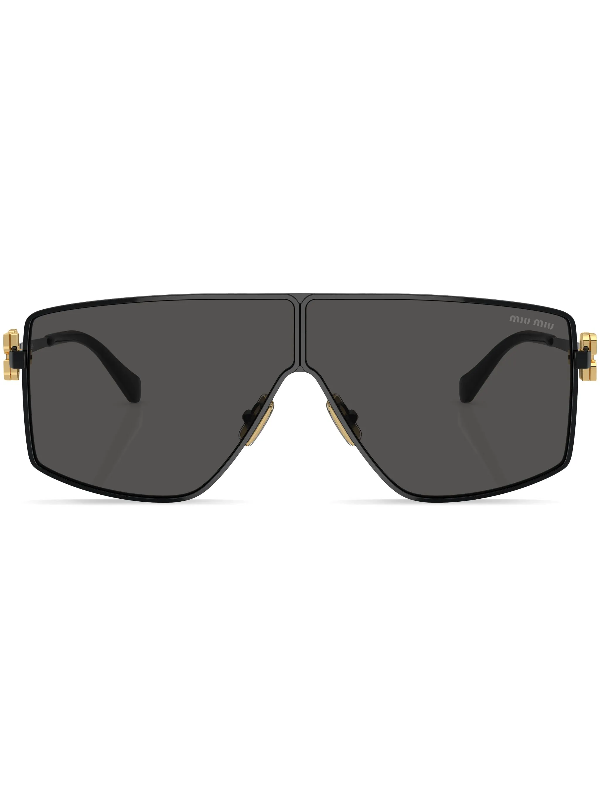 

Солнцезащитные очки с прямым верхом Miu Miu Eyewear, черный