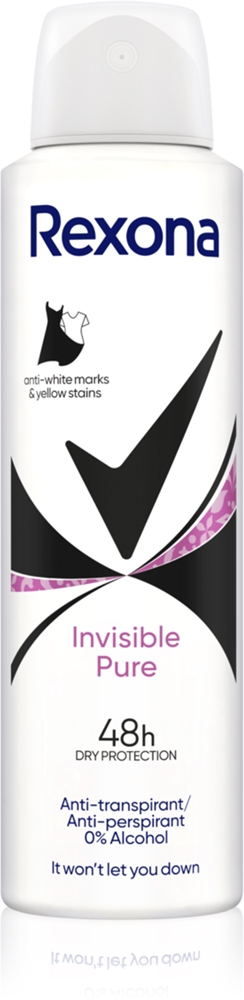 

Невидимый чистый спрей-дезодорант для удаления белых и желтых пятен Rexona, 150 мл