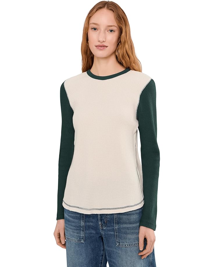 

Женская футболка Faherty Apres Waffle Layering, Seamoss Varsity, Зеленый, Женская футболка Faherty Apres Waffle Layering, Seamoss Varsity