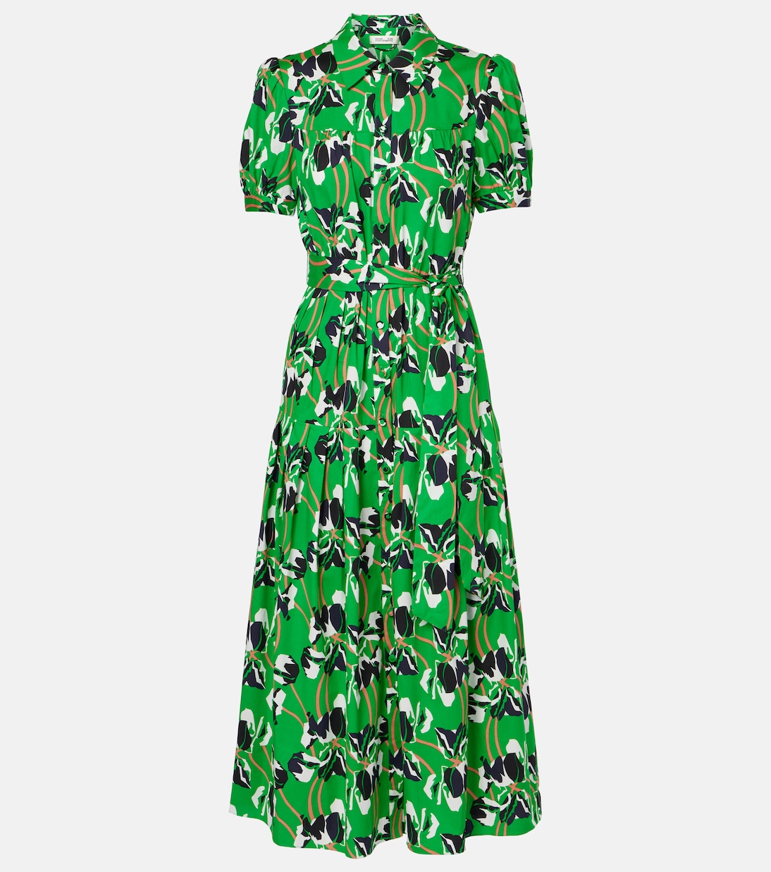 

Длинное платье из хлопка с принтом Иона Diane von Furstenberg, Improv Iris Green Lg