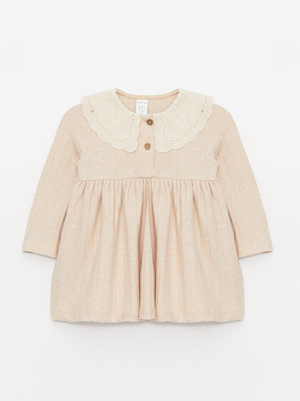 

Платье для маленьких девочек с воротником Bebe LCW baby, бежевый меланж