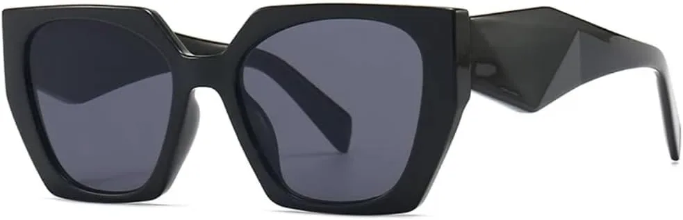 

Ретро-солнцезащитные очки «кошачий глаз» с многоугольным градиентом для женщин, роскошная нестандартная оправа для мужчин, трендовые очки UV400 UATXTAU, Black Grey