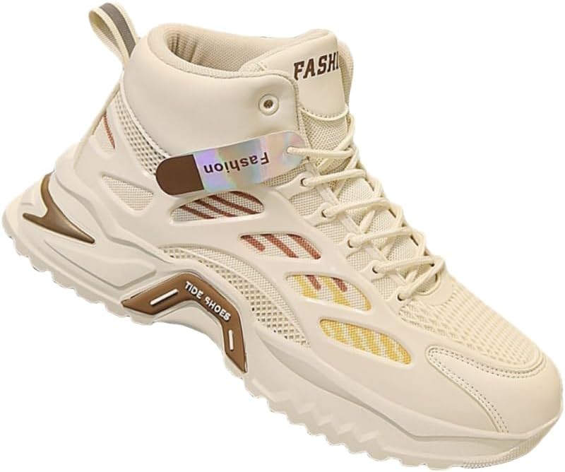 

Мужские спортивные кроссовки - высокие, дышащие и удобные, противоскользящие повседневные спортивные кроссовки, подходят для носки на улице Fusecottc, бежевый