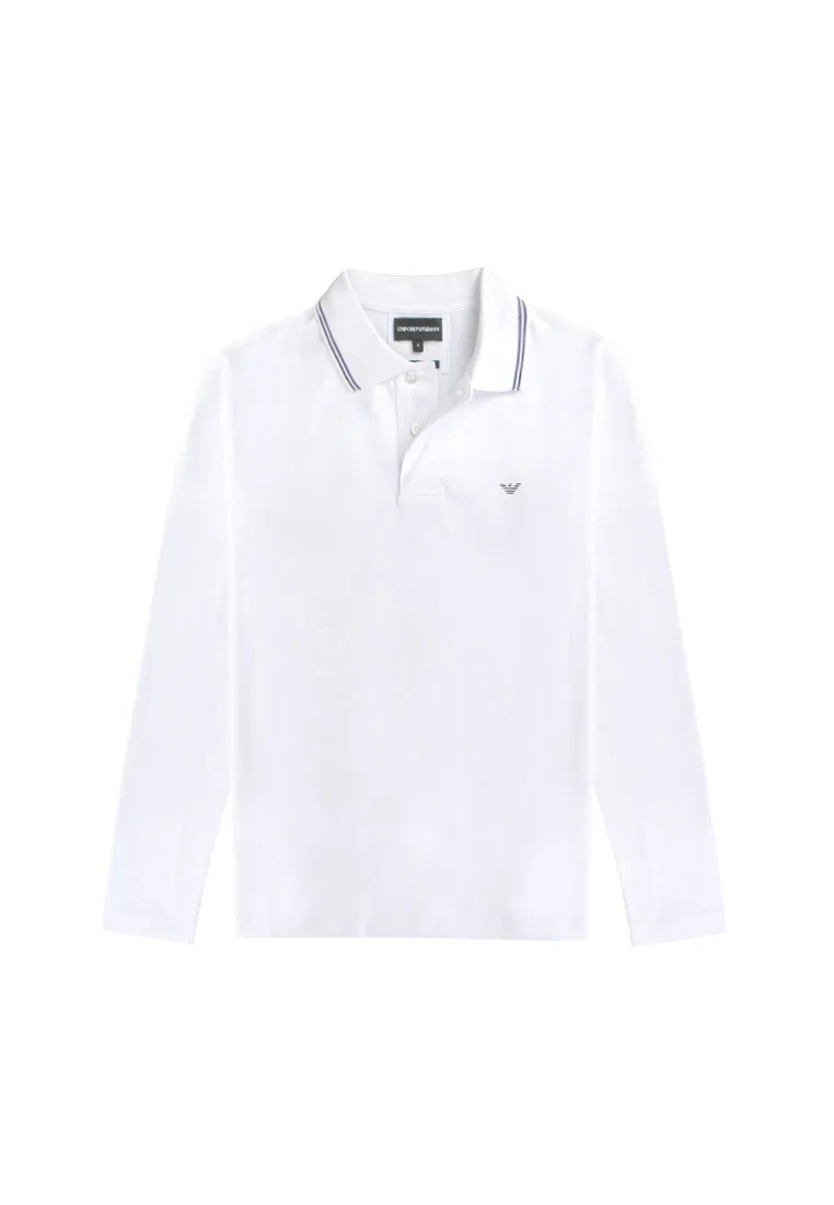 Мужское поло с длинным рукавом, белое, модель 8N1FB5 1JPTZ, Polo Emporio Armani