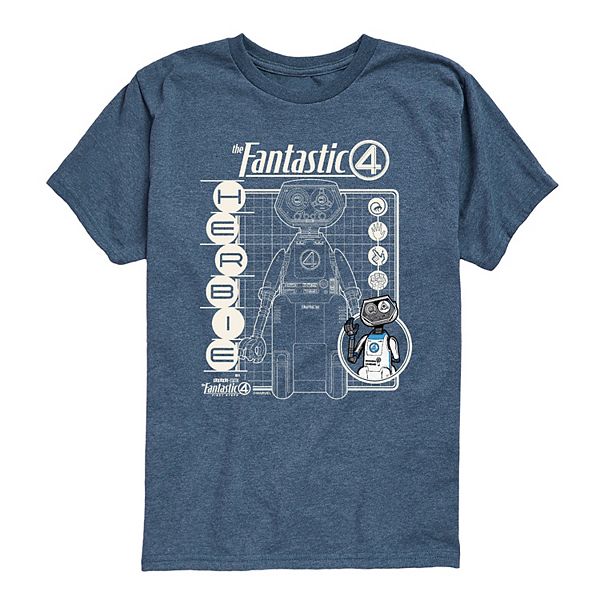 

Футболка с принтом Herbie Blueprint из серии Fantastic Four: First Steps для мальчиков 8-20 Marvel, Heather Blue