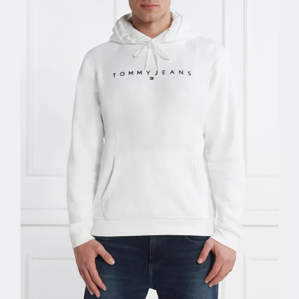 

Толстовка с линейным логотипом, расширенная толстовка обычного кроя Tommy Hilfiger, белый