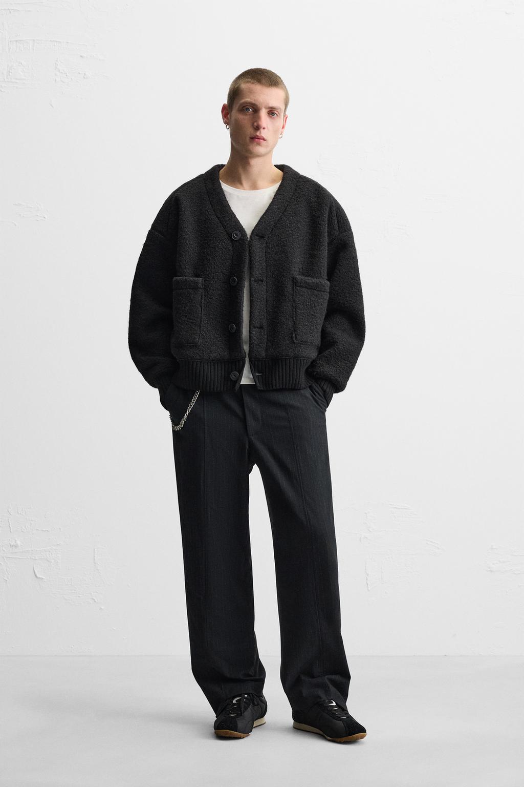 

Пиджак из текстурированной букле ZARA, черный