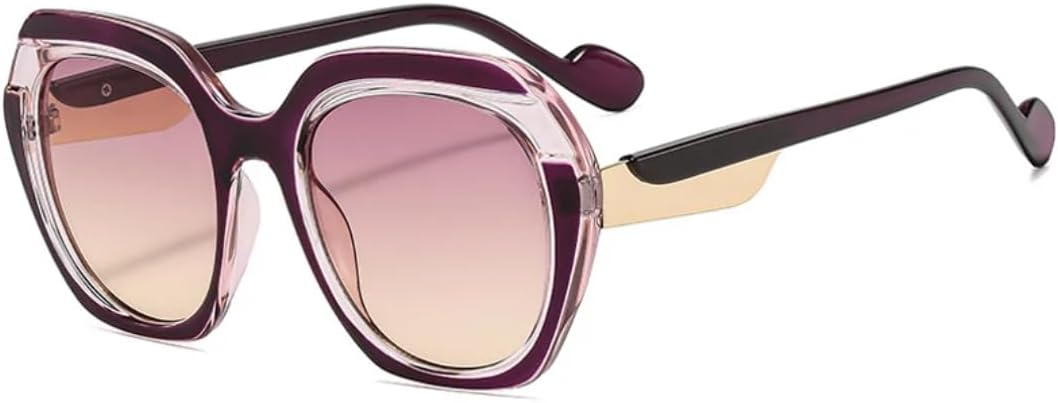 

Модные солнцезащитные очки неправильной овальной оправы для женщин, роскошные мужские летние очки для путешествий с защитой от УФ-излучения UV400 TVTBBVV, Purple Purple Yellow