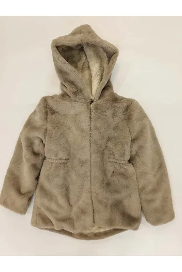 Детское пальто для девочек с капюшоном Markam Pink, Taupe