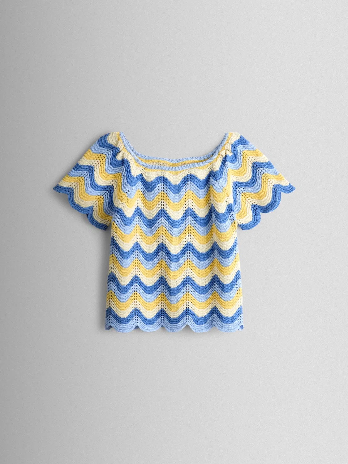 Комплект из топа и шорт, вязаный крючком, Chevron Jojo Maman Bébé, синий — фото 3