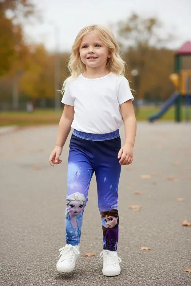 Детские леггинсы для девочек с принтом Elsa children's leggings Seabubbles, Purple — фото 4