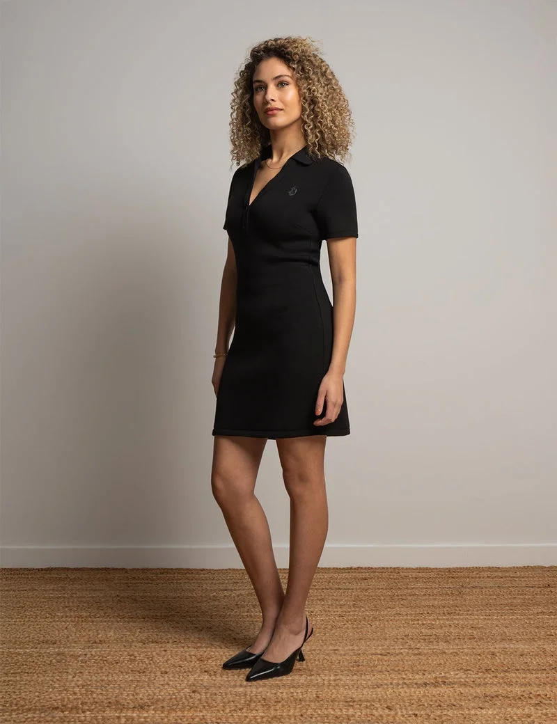 Женское платье U.S. Polo Assn. White Label Scuba Snap Placket Polo, черный — фото 3