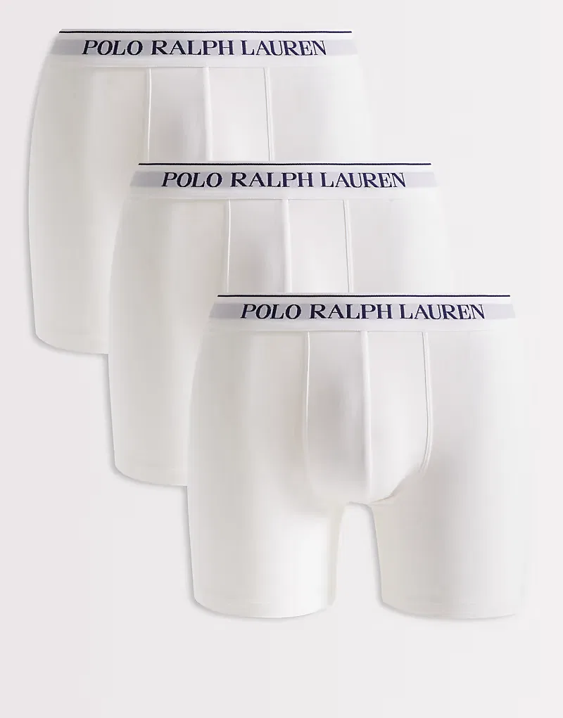 Боксеры-брифы хлопковые стретч 3 шт Polo Ralph Lauren, белый