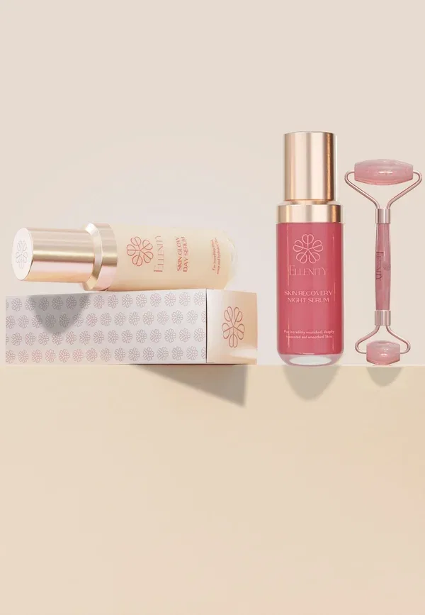 Набор роликов для лица Glow Elixir - дневной и ночной - гуаша и ролики Ellenity, прозрачный — фото 4