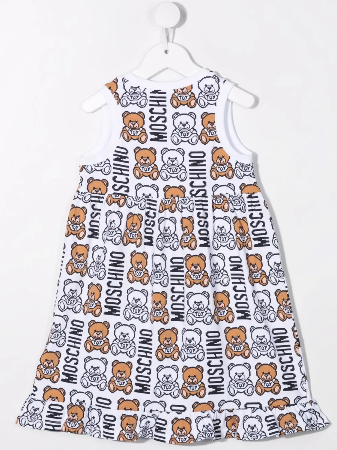Moschino Белое платье с логотипом и мишкой — фото 3