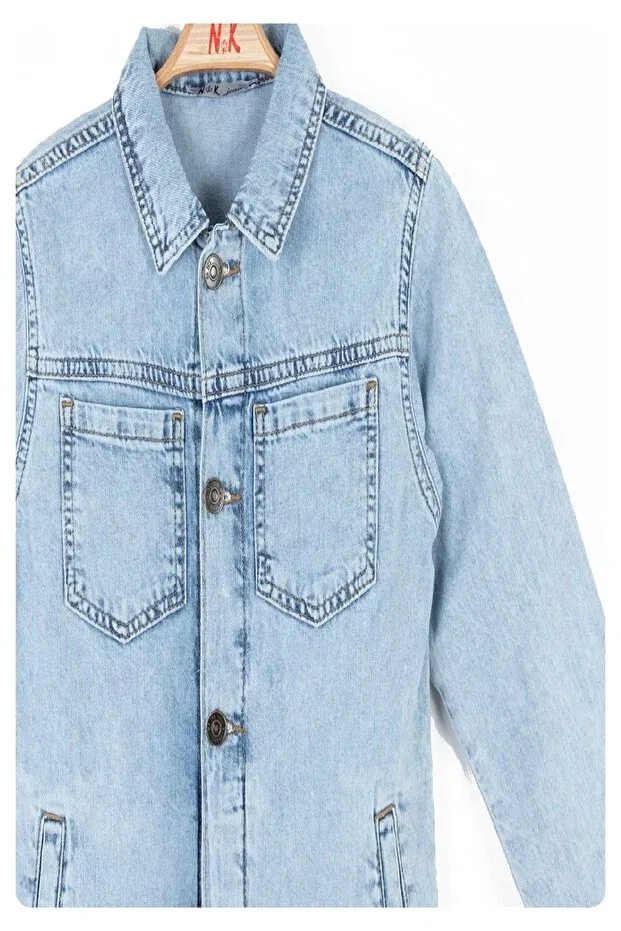 Детский джинсовое пиджак для девочек Limi boy soft texture denim jacket Nk Kids, Blue — фото 4