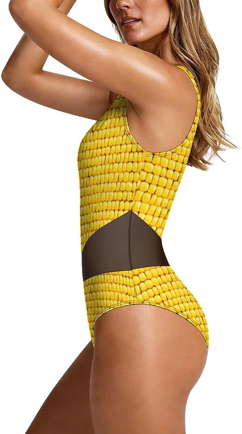 Женский цельнокроеный купальник с одним плечом Yellow Corn Cob, Yellow — фото 2